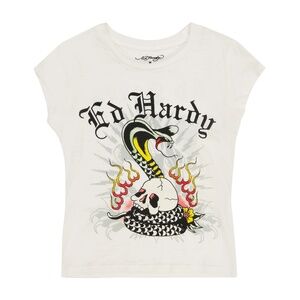 Ed Hardy COBRA BURNOUT CAP SLEEVE TEE